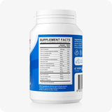 For Conceive Plus Men's Fertility Support and Fertility Lubricant Bundle, image showing detailed supplement facts panel on male fertility support bottle, listing vitamins, minerals, and active ingredients with daily values, printed on a blue-and-white label for consumer transparency and compliance.